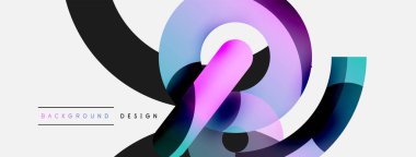 Yuvarlak şekiller daireler ve diğer geometrik şekiller. Duvar kağıdı afişi arkaplan kartı veya iniş sayfası için vektör illüstrasyonu