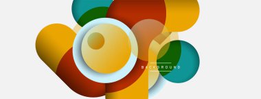 Çember ve yuvarlak şekiller soyut arkaplan. Duvar kağıdı afişi veya iniş sayfası için vektör illüstrasyonu