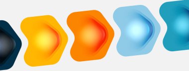 Beyaz arka planda renkli ok şekilleri. Minimum geometrik soyut arkaplan. Duvar kağıdı afişi veya iniş sayfası için vektör illüstrasyonu