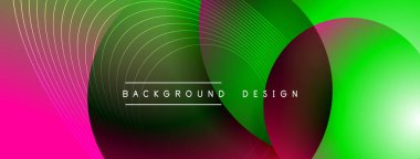 Gölgeli gradyan daireler. Vektör tekno soyut arka plan. Modern üstüste bindirme formları duvar kağıdı arkaplanı, tasarım şablonu