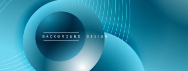 Gölgeli gradyan daireler. Vektör tekno soyut arka plan. Modern üstüste bindirme formları duvar kağıdı arkaplanı, tasarım şablonu