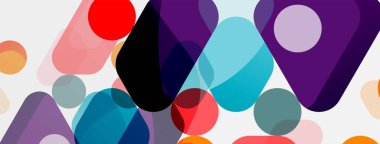 Beyaz üzerine renkli baloncuklar ve yuvarlak geometrik şekiller. Duvar kağıdı, pankart, arkaplan, iniş sayfası için vektör geometrik asgari özet arkaplan