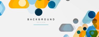 Beyaz üzerine renkli baloncuklar ve yuvarlak geometrik şekiller. Duvar kağıdı, pankart, arkaplan, iniş sayfası için vektör geometrik asgari özet arkaplan