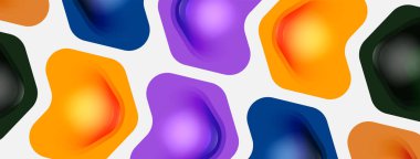 Beyaz arka planda renkli ok şekilleri. Minimum geometrik soyut arkaplan. Duvar kağıdı afişi veya iniş sayfası için vektör illüstrasyonu