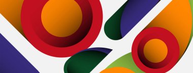 Soyut arkaplan. Minimum geometrik daireler ve koyu gölgeli yuvarlak şekiller. Duvar kağıdı afişi veya arkaplan için moda teknoloji iş şablonu