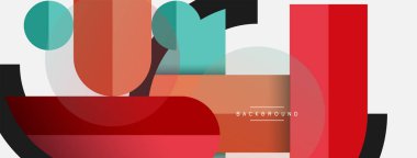 Geometrik şekiller bileşim soyut arkaplan. Çember çizgileri ve dikdörtgenler. Duvar kağıdı afişi veya iniş sayfası için vektör illüstrasyonu