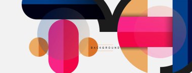 Geometrik şekiller bileşim soyut arkaplan. Çember çizgileri ve dikdörtgenler. Duvar kağıdı afişi veya iniş sayfası için vektör illüstrasyonu