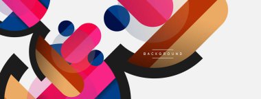 Yuvarlak geometrik şekiller çizgiler ve daireler. Duvar kağıdı afişi ya da iniş sayfası için vektör şablonu