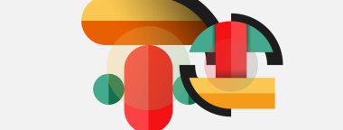 Yuvarlak geometrik şekiller çizgiler ve daireler. Duvar kağıdı afişi ya da iniş sayfası için vektör şablonu