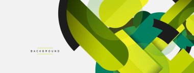 Yuvarlak geometrik şekiller çizgiler ve daireler. Duvar kağıdı afişi ya da iniş sayfası için vektör şablonu