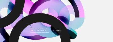 Yuvarlak şekiller daireler ve diğer geometrik şekiller. Duvar kağıdı afişi arkaplan kartı veya iniş sayfası için vektör illüstrasyonu