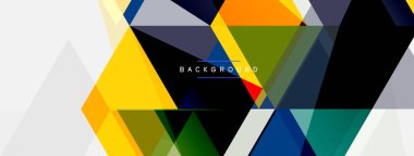 Renkli üçgen bileşimi, geometrik soyut arkaplan. Tekno veya iş konsepti, duvar kağıdı, afiş, arkaplan, iniş sayfası deseni