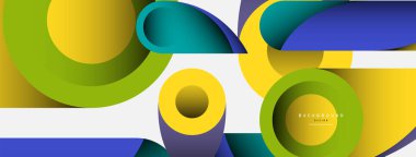 Soyut arkaplan. Minimum geometrik daireler ve koyu gölgeli yuvarlak şekiller. Duvar kağıdı afişi veya arkaplan için moda teknoloji iş şablonu