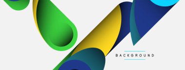 Soyut arkaplan. Minimum geometrik daireler ve koyu gölgeli yuvarlak şekiller. Duvar kağıdı afişi veya arkaplan için moda teknoloji iş şablonu