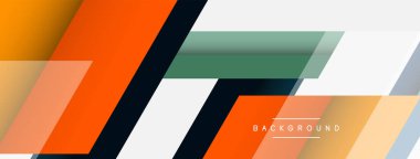 Vektör arkaplanı. Gölge efektli soyut örtüşen renk çizgileri tasarımı. Duvar kağıdı afişi için resim arkaplanı veya iniş sayfası