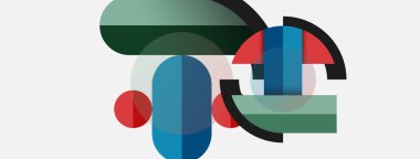 Yuvarlak geometrik şekiller çizgiler ve daireler. Duvar kağıdı afişi ya da iniş sayfası için vektör şablonu