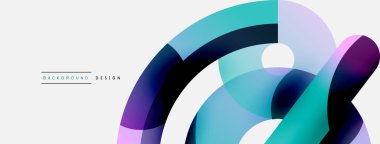 Yuvarlak şekiller daireler ve diğer geometrik şekiller. Duvar kağıdı afişi arkaplan kartı veya iniş sayfası için vektör illüstrasyonu