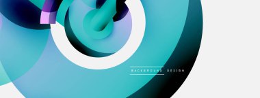 Yuvarlak şekiller daireler ve diğer geometrik şekiller. Duvar kağıdı afişi arkaplan kartı veya iniş sayfası için vektör illüstrasyonu