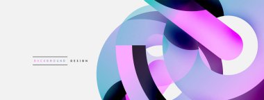 Yuvarlak şekiller daireler ve diğer geometrik şekiller. Duvar kağıdı afişi arkaplan kartı veya iniş sayfası için vektör illüstrasyonu