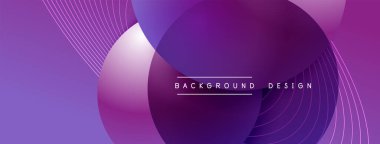 Gölgeli gradyan daireler. Vektör tekno soyut arka plan. Modern üstüste bindirme formları duvar kağıdı arkaplanı, tasarım şablonu