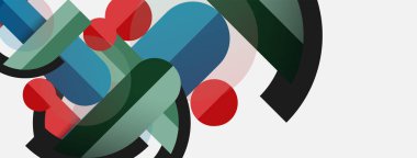 Yuvarlak geometrik şekiller çizgiler ve daireler. Duvar kağıdı afişi ya da iniş sayfası için vektör şablonu