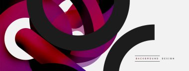 Yuvarlak şekiller daireler ve diğer geometrik şekiller. Duvar kağıdı afişi arkaplan kartı veya iniş sayfası için vektör illüstrasyonu