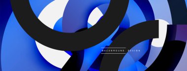 Yuvarlak şekiller daireler ve diğer geometrik şekiller. Duvar kağıdı afişi arkaplan kartı veya iniş sayfası için vektör illüstrasyonu