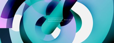 Yuvarlak şekiller daireler ve diğer geometrik şekiller. Duvar kağıdı afişi arkaplan kartı veya iniş sayfası için vektör illüstrasyonu