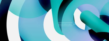 Yuvarlak şekiller daireler ve diğer geometrik şekiller. Duvar kağıdı afişi arkaplan kartı veya iniş sayfası için vektör illüstrasyonu