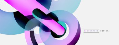 Yuvarlak şekiller daireler ve diğer geometrik şekiller. Duvar kağıdı afişi arkaplan kartı veya iniş sayfası için vektör illüstrasyonu