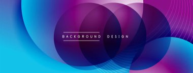 Gölgeli gradyan daireler. Vektör tekno soyut arka plan. Modern üstüste bindirme formları duvar kağıdı arkaplanı, tasarım şablonu