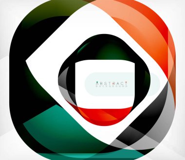 Üst üste binen dalgalarla soyut kare şekil, minimum geometrik arkaplan. Duvar Kağıdı, Sancak, Arkaplan, İniş Sayfası için Vektör İllüstrasyonu