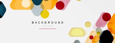 Beyaz üzerine renkli baloncuklar ve yuvarlak geometrik şekiller. Duvar kağıdı, pankart, arkaplan, iniş sayfası için vektör geometrik asgari özet arkaplan