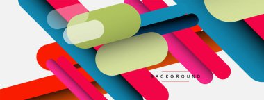 Yuvarlak şekiller ve çizgiler üst üste biniyor. Duvar kağıdı afişi veya iniş sayfası için vektör illüstrasyonu