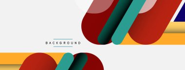 Yuvarlak şekiller ve çizgiler üst üste biniyor. Duvar kağıdı afişi veya iniş sayfası için vektör illüstrasyonu