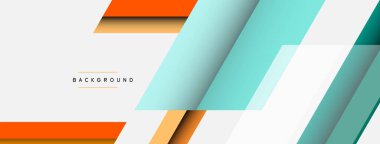 Vektör arkaplanı. Gölge efektli soyut örtüşen renk çizgileri tasarımı. Duvar kağıdı afişi için resim arkaplanı veya iniş sayfası