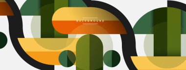 Yuvarlak geometrik şekiller çizgiler ve daireler. Duvar kağıdı afişi ya da iniş sayfası için vektör şablonu