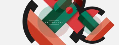 Geometrik şekiller bileşim soyut arkaplan. Çember çizgileri ve dikdörtgenler. Duvar kağıdı afişi veya iniş sayfası için vektör illüstrasyonu