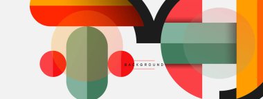 Geometrik şekiller bileşim soyut arkaplan. Çember çizgileri ve dikdörtgenler. Duvar kağıdı afişi veya iniş sayfası için vektör illüstrasyonu