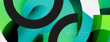 Yuvarlak şekiller daireler ve diğer geometrik şekiller. Duvar kağıdı afişi arkaplan kartı veya iniş sayfası için vektör illüstrasyonu