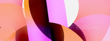 Yuvarlak şekiller daireler ve diğer geometrik şekiller. Duvar kağıdı afişi arkaplan kartı veya iniş sayfası için vektör illüstrasyonu