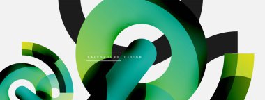 Yuvarlak şekiller daireler ve diğer geometrik şekiller. Duvar kağıdı afişi arkaplan kartı veya iniş sayfası için vektör illüstrasyonu