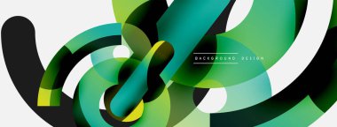 Yuvarlak şekiller daireler ve diğer geometrik şekiller. Duvar kağıdı afişi arkaplan kartı veya iniş sayfası için vektör illüstrasyonu