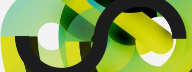 Yuvarlak şekiller daireler ve diğer geometrik şekiller. Duvar kağıdı afişi arkaplan kartı veya iniş sayfası için vektör illüstrasyonu