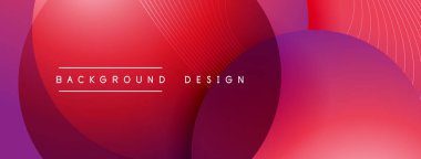 Gölgeli gradyan daireler. Vektör tekno soyut arka plan. Modern üstüste bindirme formları duvar kağıdı arkaplanı, tasarım şablonu