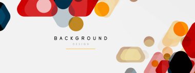 Beyaz üzerine renkli baloncuklar ve yuvarlak geometrik şekiller. Duvar kağıdı, pankart, arkaplan, iniş sayfası için vektör geometrik asgari özet arkaplan