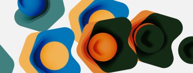 Beyaz arka planda renkli ok şekilleri. Minimum geometrik soyut arkaplan. Duvar kağıdı afişi veya iniş sayfası için vektör illüstrasyonu