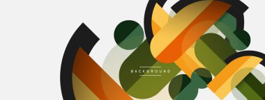 Yuvarlak geometrik şekiller çizgiler ve daireler. Duvar kağıdı afişi ya da iniş sayfası için vektör şablonu