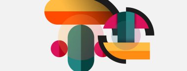 Geometrik şekiller bileşim soyut arkaplan. Çember çizgileri ve dikdörtgenler. Duvar kağıdı afişi veya iniş sayfası için vektör illüstrasyonu