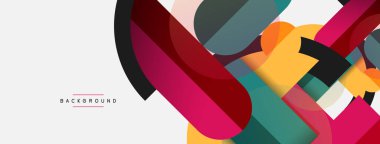 Yuvarlak geometrik şekiller çizgiler ve daireler. Duvar kağıdı afişi ya da iniş sayfası için vektör şablonu